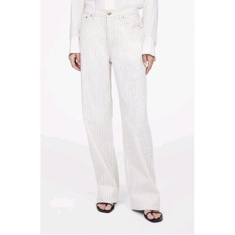 Madewell Low Slung Baggy Jeans Grey Railroad Stripe Size 32 NWT $148